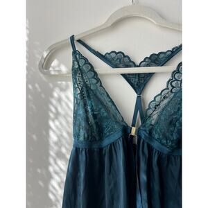 Hunkemoeller Y2K Lace Teal/Emerald Flowy Babydoll Cami Top Size Large
